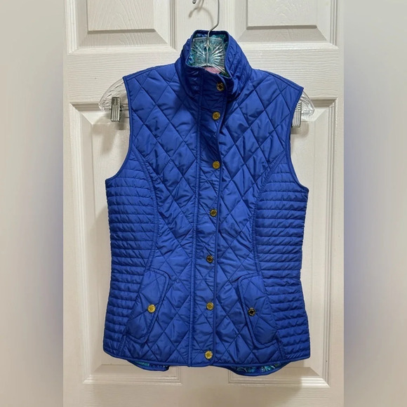 Lilly Pulitzer Jackets & Blazers - Lilly Pulitzer Blake Iris Blue Quilted Vest Zip Up Athleisure Sporty Size XS